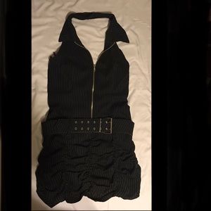 Collared Halter Top Tuxedo Style Dress